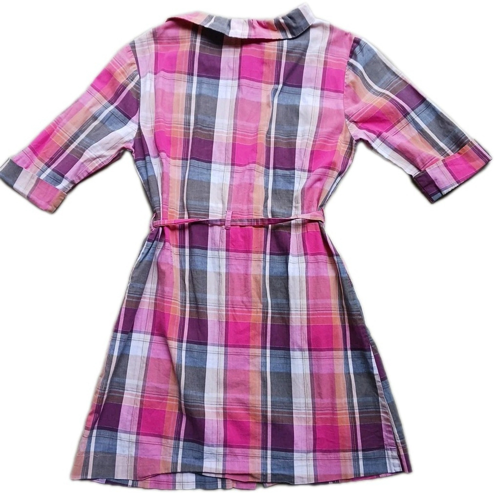 La Made Women's Pink Plaid Button Up Shirt Dress Medium - Picture 6 of 8